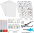 chfine Heat Shrink Plastic Sheets Keychain Kit, 200Pcs Shrinky Dink Sheets Kit Shrink Art Kits Including 20 Pcs Shrink Paper Sheets, Hole Punch, Pencils, Keychains, Tweezers, Scissors for Crafts