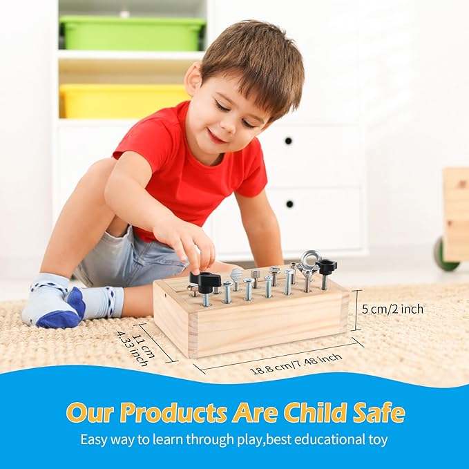 Kids Tool Set,Montessori Toys for 3 4 5 Year Old,Montessori Screwdriver Board Set,Sensory Preschool Learning for Toddler Travel,Fine Motor Skills - STEM Toys
