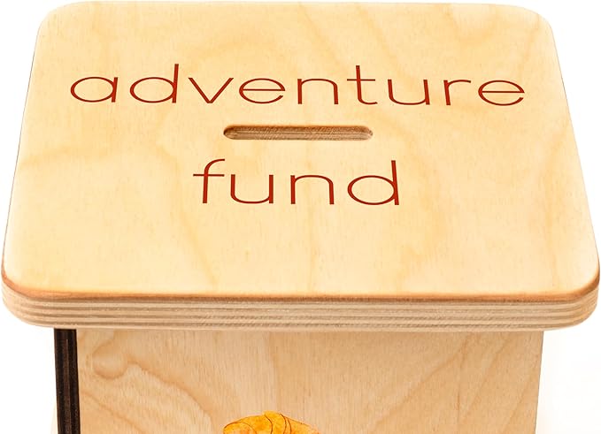 Wooden Piggy Bank for Kids and Adults, Personalized Gift Handmade in USA by BloomOwl, Custom Piggy Bank, Personalized Banks for Kids, Gifts for Baby Boys and Girls (Safari)