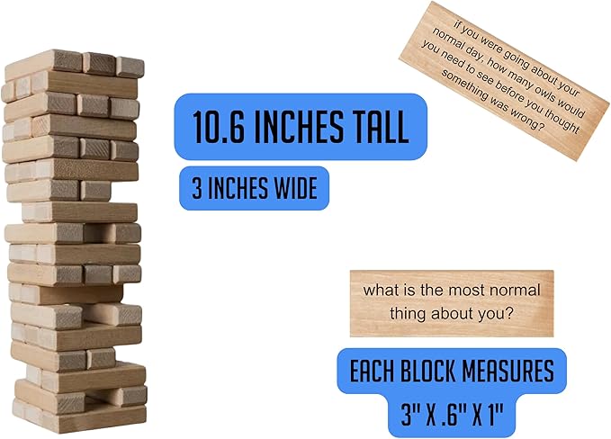 Icebreaker Questions Tumbling Tower Game™ - 54 Fun Conversation Starters - Family and Friends Party - Team-Building, Corporate, Get to Know You