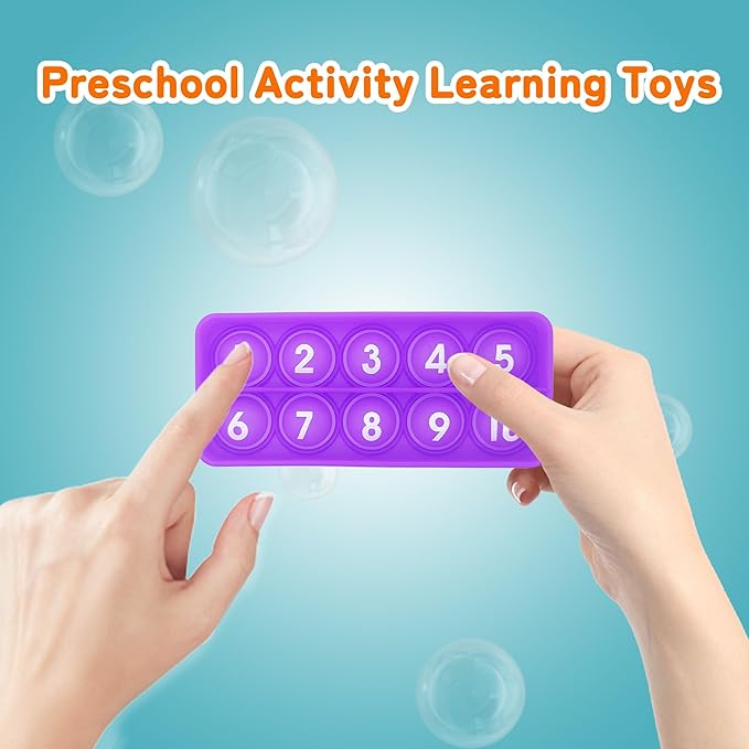 1-20 Ten Frame Pop Board, 6PACK Fidgets for Classroom, Quiet Sensory Toys Bubble Poppers, Pop for Counting Math, Focus Tools for Kids, Montessori Educational Toy Gift for Kindergarten