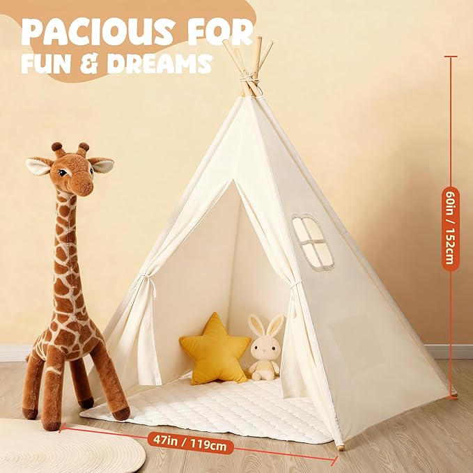 Kids Teepee Tent for Kids, Kid Play Tents for Girls & Boys, Gifts Playhouse for Indoor Outdoor Games, Toddler Toys House for Baby (Tee Pee for Child)