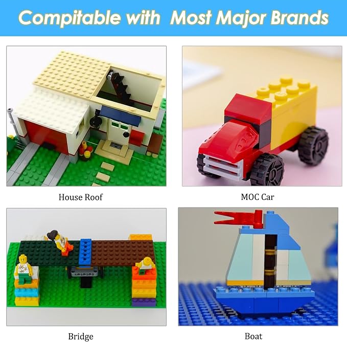 130 Pieces Classic Building Plate, Mixed Color with 11 Size Building Base Plate, Compatible with Lego Parts and Pieces, for Most Brands