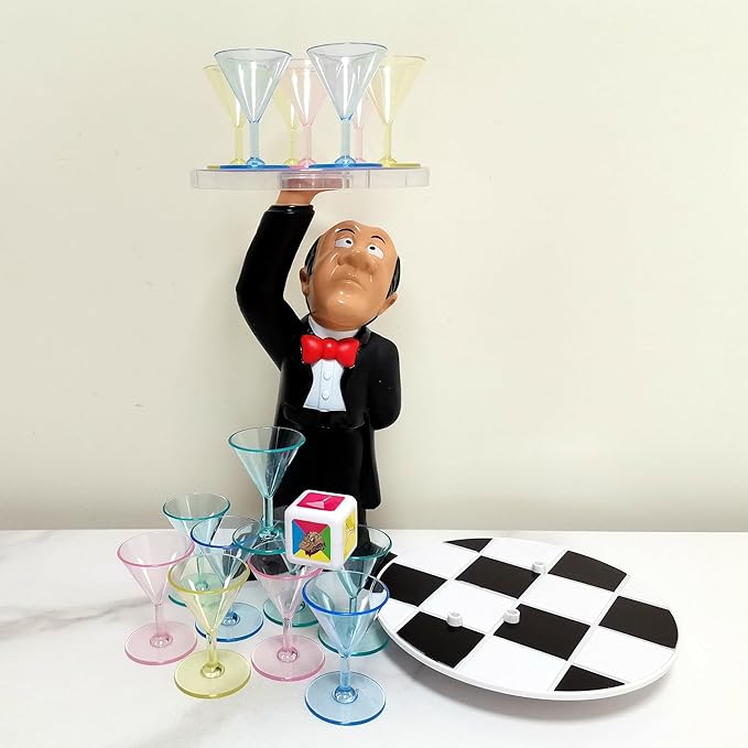 Topple Waiter Balance Game,Martini Glasses Stacking Game,2-4 Players Two Play Modes Fun Family Party Toy,Suitable for Kids and Adults