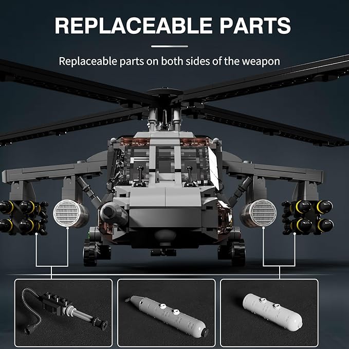 MISINI M7003 UH-60 Black Hawk Helicopter Building Blocks Set, 1159 Pieces Military Series Air Force Medium Utility Helicopter, 1:35 Adult Collection Toy Gift Model Aircraft