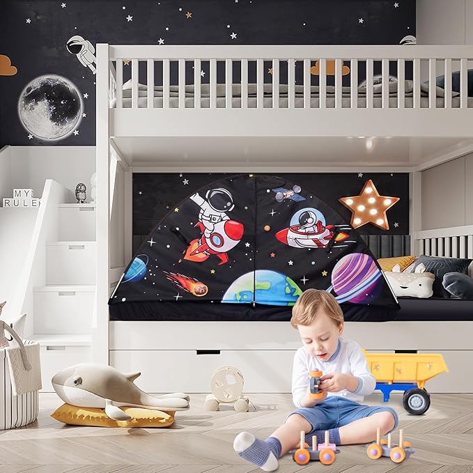 Kid Bed Tent -Twin Play Tent Baby Toddlers Dream Playhouse for Bedroom Decor Indoor Games Twin Size Bed Canopy by CRAWLBO