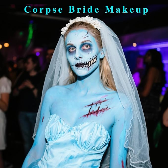 Light Blue Face Paint Stick,Baby Blue Body Paint Stick,Halloween Washable Face Painting for Sally,Avatar,Corpse Bride Costume,Eye Black for Baseball Softball Football Lacrosse,1.06OZ