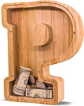 Wooden Letter Piggy Bank for Kids Larger Letter Piggy Bank for Boys and Girls Personalized Piggy Bank Initial Coin Bank Wood Kids Money Bank for Birthday and Festival