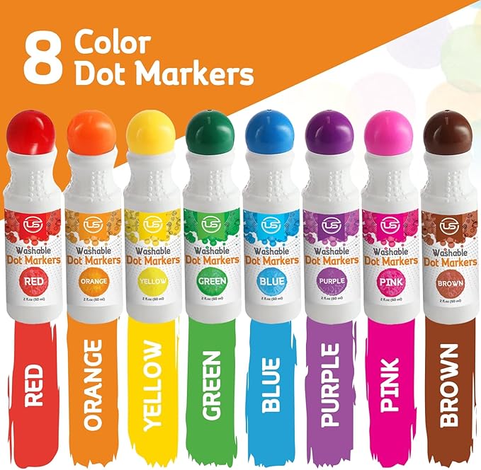 Dot Markers, Bingo Daubers, Washable 8 Colors Dot Markers for Toddlers and Kids Dot Art. Toddler arts and crafts