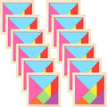 Meooeck 12 Pack Tangrams Wooden Puzzles Tangrams Classroom Set for Kids Shape Puzzles Brain Logic Blocks for Games Educational Gifts for Adults Kids Ages 4-8 8-12(Classic Style)