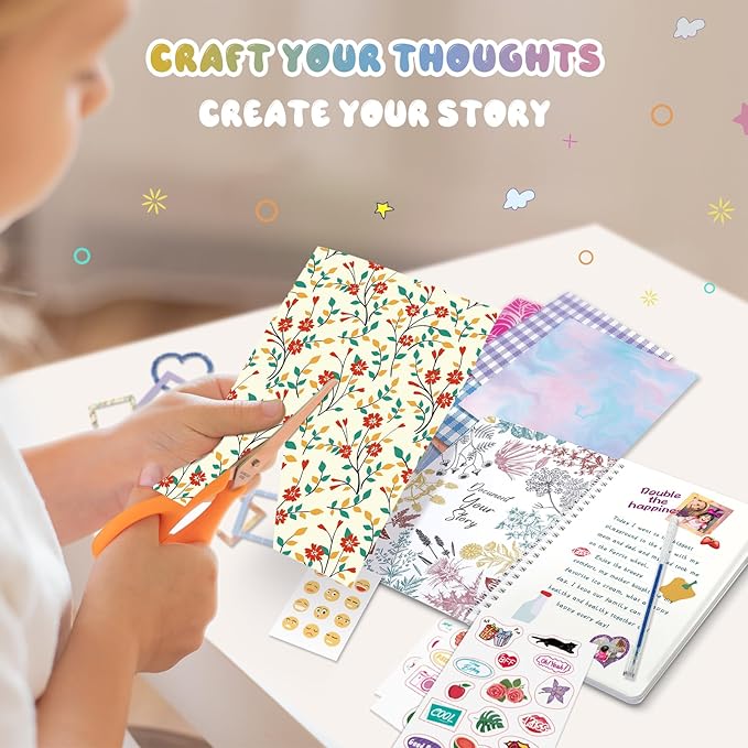 PERRYHOME DIY Journal Kit for Girls Ages 8-14, DIY Girl Journal Set for Teenage Girls Scrapbook & Diary Kits, Journaling Art Crafts Kit Teen 8 9 10 11 12 13 14 Year Old Girl Birthday Gifts - Blue