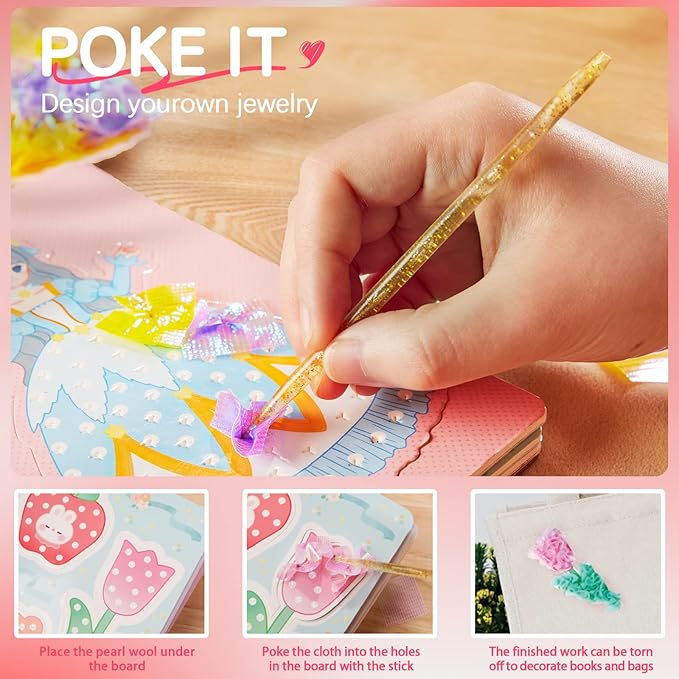 MIROLA KIDS 3 in 1 Poke Craft Kits for Girls, Princess Dress Art Crafts for Kids Ages 4-8, DIY Activity with Watercolor Painting, Stickers, Poking Gifts for 4 5 6 7 8+ Year Old Girls