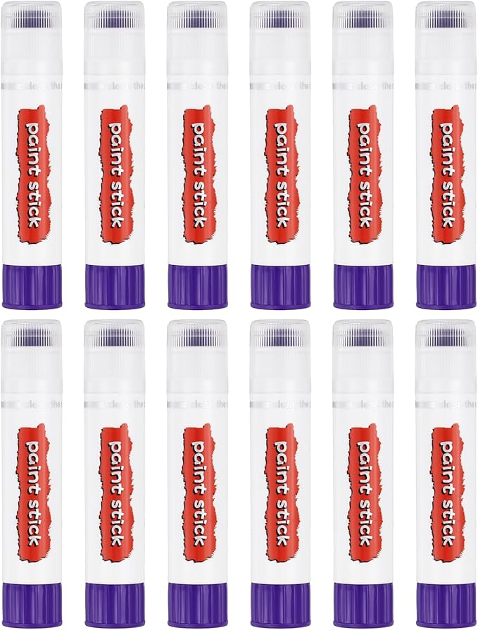 PATIKIL Tempera Paint Sticks, 12 Pcs Solid Tempera Paints Sticks Washable Bulk Markers Pen Quick Drying for Artists Beginners Art Supplies, Purple