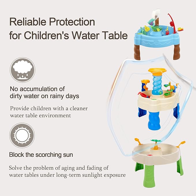 Kids Water Table Cover Fit Little Tikes Fish 'n Splash Water Table, Waterproof Dust Proof Outdoor Toys -Cover only,34"Dx20"H (Flowers)
