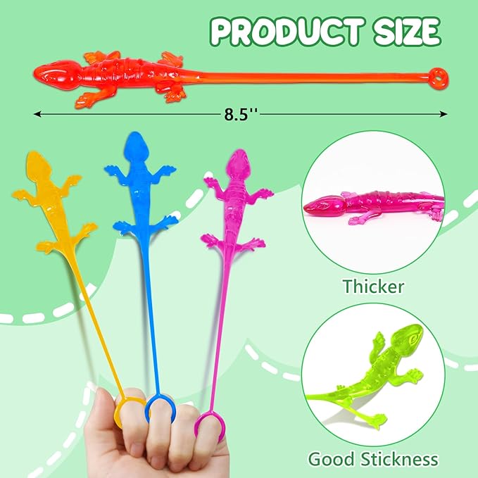 40pcs Sticky Gecko Toys Party Favors Kids Goodie Bag Stuffers Sticky Finger Bulk Stretchy Lizard Toys Treasure Box Prize Pinata Fillers Classroom Rewards Birthday Party Supplies Treat Toddler Boy Girl