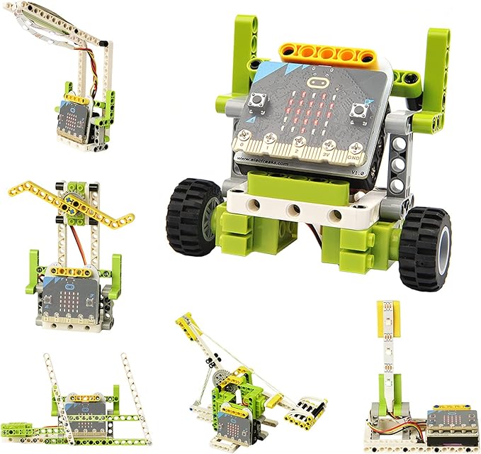 ELECFREAKS microbit Ring:bit 6-in-1 Starter Kit, Programmable Makecode Coding Learning Kit with 200+ Building Blocks(Without Micro:bit)