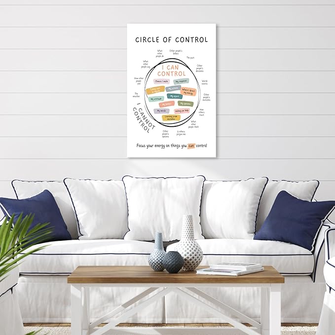 Circle Of Control Poster What I Can And Cannot Control Therapy Office Wall Art Kids Mental Health Poster Calm Down Corner School Decor 24x36in Framed