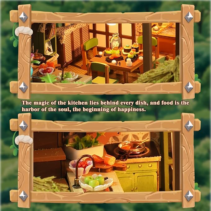 Miniature House Kit, Book Nook, 3D Wooden Puzzle, DIY Miniature Kit, Dollhouse Kit, Mini House Building Kit, Doll House Kits for Adults Teen to Build (Spring Courtyard)