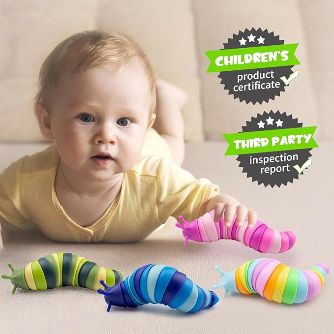 Cevioce 24 PCS Fidget Toys Slug for Adults Anxiety Sensory Toys for Party Favors Toddler Fidget Toys Age 3-4 ADHD Autism Toys for Anxiety Stress Christmas Stocking Stuffers Gifts for Boys Girls