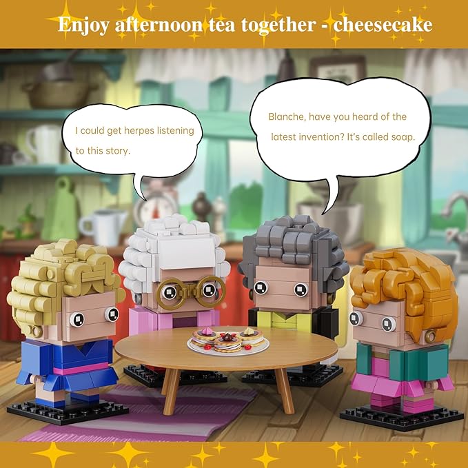The Golden Lady Building Blocks, 4 Figures of The Single Women, Petrillo, Nylund, Zbornak and Devereaux, Stable Lovely Toy is Symbol of Girls Friendship Present, Compatible with Lego（610pcs）