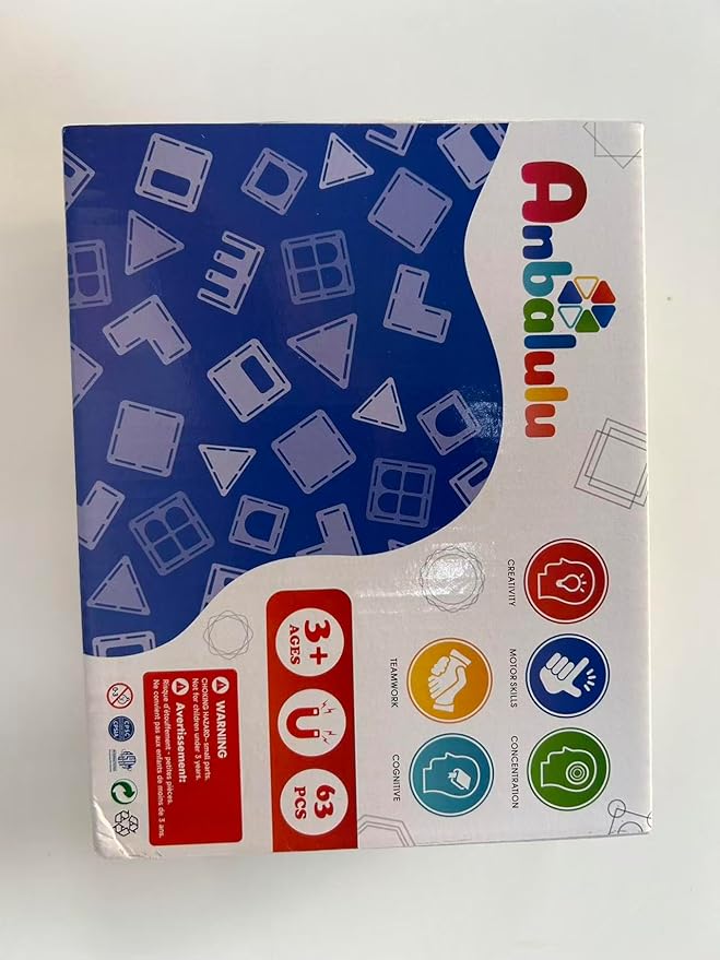 Magnetic Tiles, 63PCS Magnetic Blocks for Kids, Magnet Building Set, Construction Building Set,STEM Sensory Educational Toys Gift for Toddlers Kids 3 4 5 6 7 8 9 Year Old