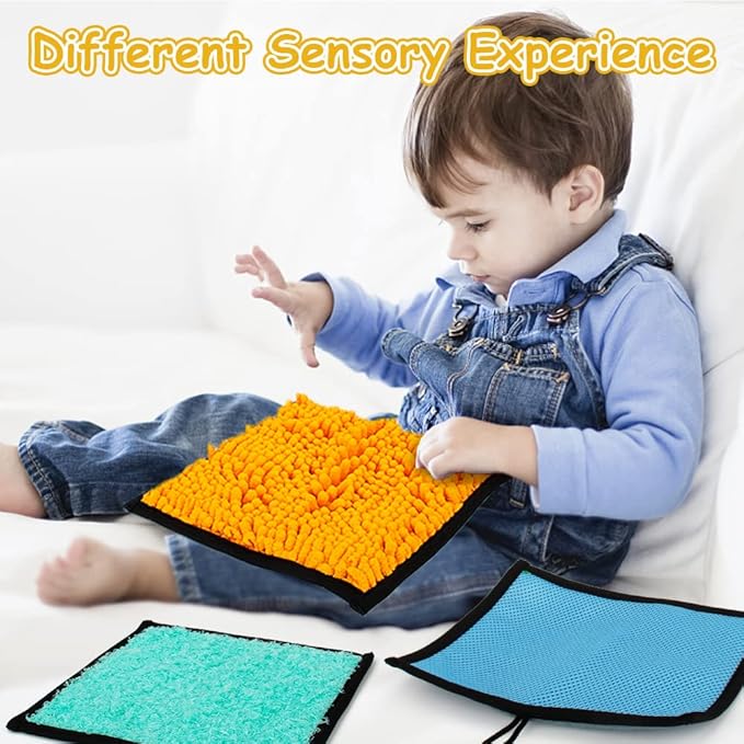 16 Set Sensory Mini Mats Assorted Textured Sensory Floor Tiles - Sensory Walls, Early Sensory Exercise Sensory Mats Sensory Toys for Autistic Children Kids Baby Toddler Fidgeting Activity