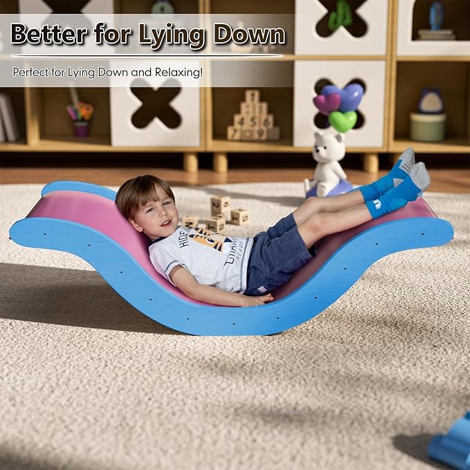Pikler Triangle Set Climber 5 in 1, Toddler Climbing Toys Indoor Folding with Ramp & Arch & Mat for Montessori Play Gym for Toddlers and Kids (Blue)(105" Wx25 Dx31.5 H)