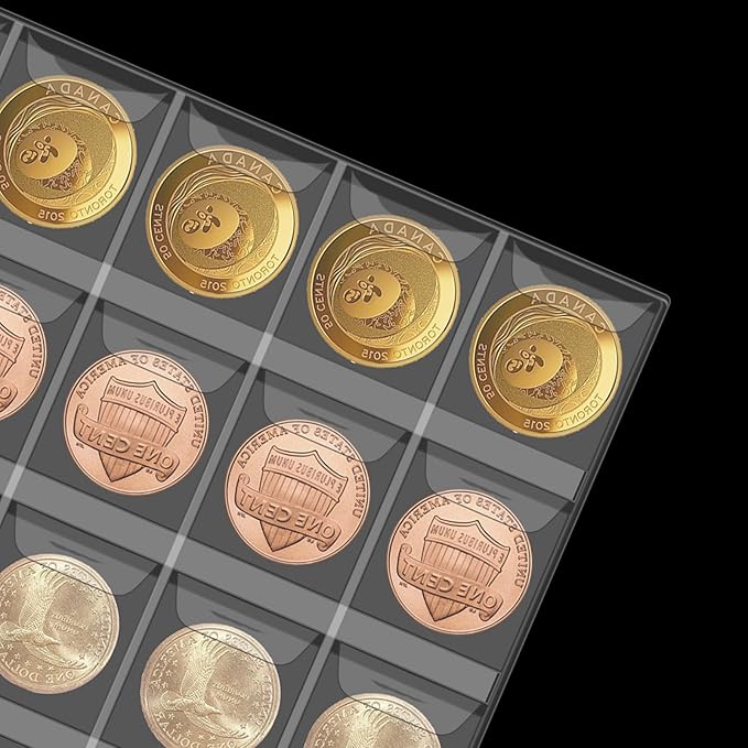25 Sheets Coin Collection Pocket Pages for Collectors, Coin Sleeves Holder Book, 9-Holes Coin Album Collecting Binder for Coin Stamp Currency Collection Coin Stamp Currency Collection