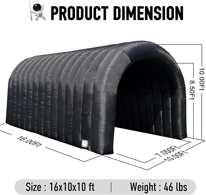 Inflatable Tunnel Sports Tunnel Entrance with Internal Blower Inflatable Tunnel Tent for Business Advertising Event Exhibition Promotion,Street,Shop,Supermarket,School(16x10x10ft)