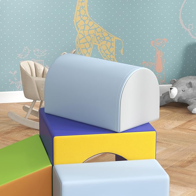 Qaba Climbing Toys for Toddlers and Children, Easy-to-Clean 4 Piece Soft & Safe Kids Foam Play Set for Crawling or Sliding, Contemporary