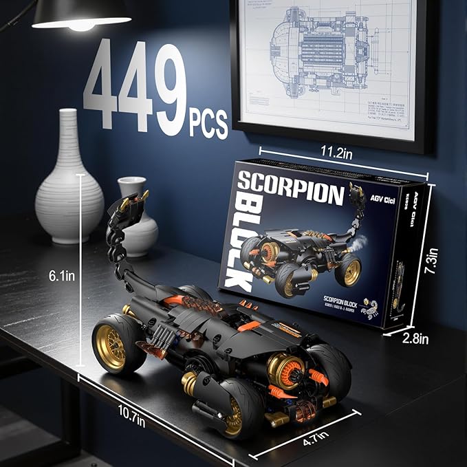 Scorpions Building Toys for Kids Ages 8-12,Sports Car Building Toy Set for Boys and Girls.Building Toy Set for Kids,Buildable Model Kit,Gift Idea for Boys and Girls Aged 9 Years Old and Up