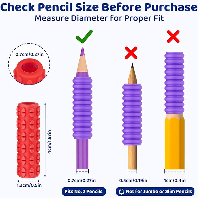 Textured Pencil Grips for Kids, Teens & Adults – 24PC Sensory Fidget Toys for ADHD, Autism, Anxiety & Stress Relief - Ideal for Teachers as Educational Tools or Classroom Rewards