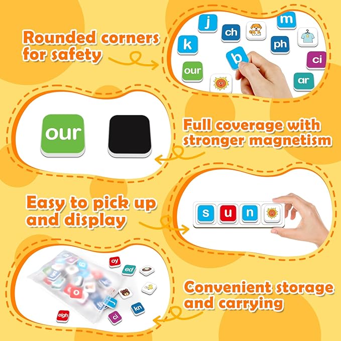 Aizweb Magnetic Letters, Phonics Games Letter Tiles Alphabet Magnets Learn to Read Spelling Phonemic Awareness Speech Therapy Science Reading Manipulative Elkonin Box Preschool Kindergarten Classroom