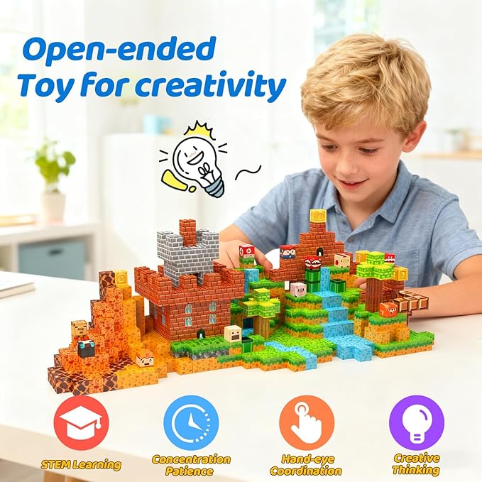 Magnetic Building Blocks for Kids Ages 3-12+, 137PCS STEM Educational Magnet Toys, Magnetic Tiles Build Cubes with Light Game, Ideal Gift for Toddlers Boys Christmas Birthday Girls