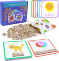 Spelling Games with 30 Double-Sided Flash Cards, 100Pcs Wooden Letters Sight Words Matching Game, Alphabet ABC Learning Educational Toys for Kids Ages 3-8