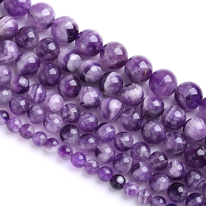 90PCS 8MM Purple Amethyst Dream Lace Beads Natural Quartz Crystal Stone Loose Beads for Jewelry Making DIY Bracelet Grade A+