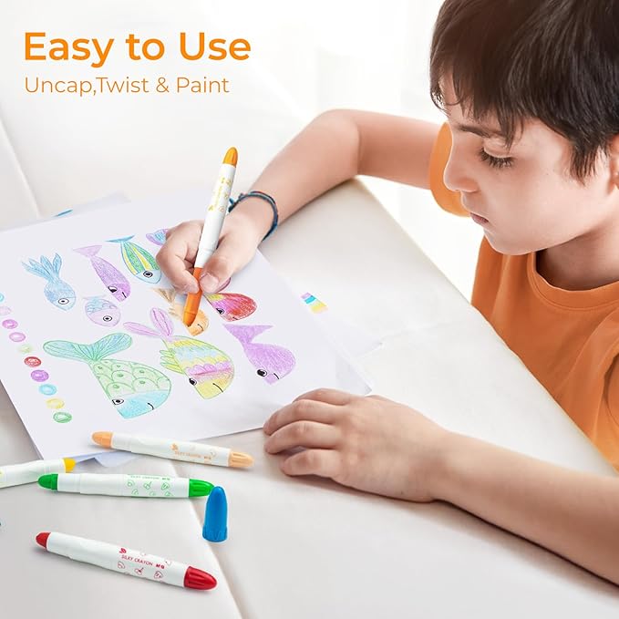 M&G 24 Colors Upgraded Food-grade Paint Sticks, Tempera paint sticks for kids and student, Washable paint, Non- Toxic, Super Quick Drying, Art Gifts for Your Kids and Artists