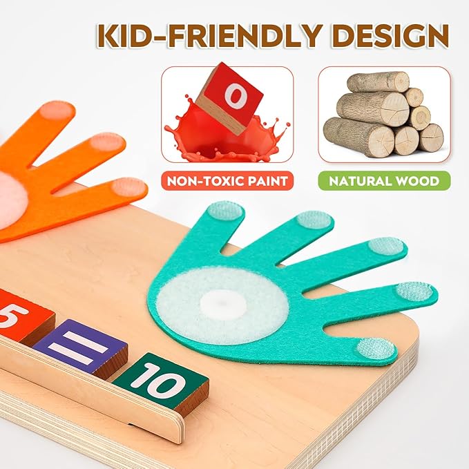 Educational Toys for 3-5 Year Old, Double-Sided Math Manipulatives Number Counting Blocks Writing Practice Board for Kids, Preschool Learning Montessori Toys for Toddlers 2-4 Years