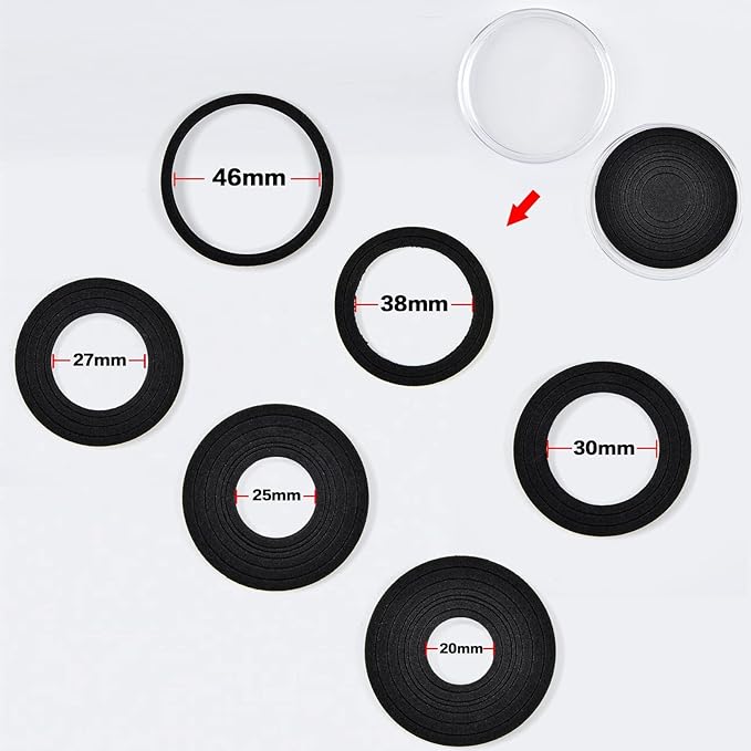 Coin Capsules 46mm with Foam Gasket and Plastic Storage Organizer Box, 6 Sizes (20/25/27/30/38/46 mm) Coins Collector Case Holder for Collection Supplies-168 Pieces (Black)