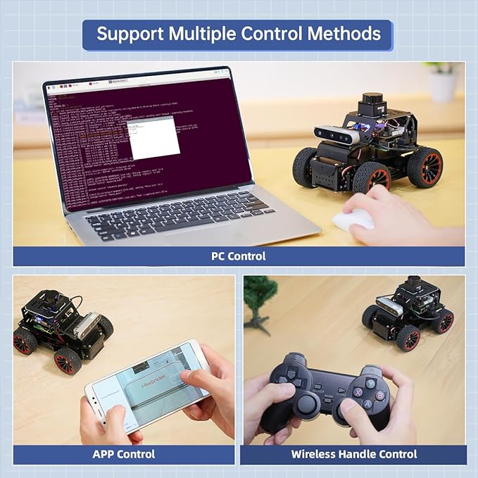 Robot Car for Raspberry Pi 5 ROS2 Humble Ubuntu Programmable AI Vision Smart Robot Kit, Lidar SLAM Mapping Navigation Path Planning Autonomous Driving Ackermann Chassis, MentorPi A1 with RPi 5 8GB