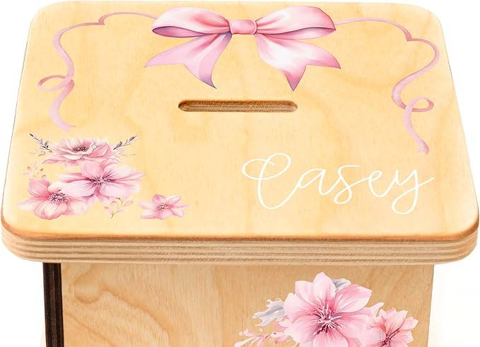 Wooden Piggy Bank for Kids and Adults, Personalized Gift Handmade in USA by BloomOwl, Custom Piggy Bank, Personalized Banks for Kids, Gifts for Baby Boys and Girls (Ballerina)