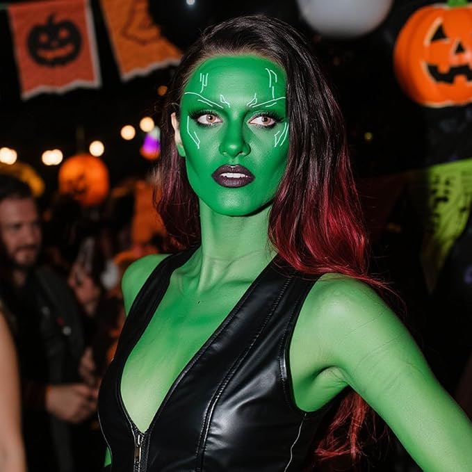 Witch Green Face Paint Stick,Water-Based Dark Green Body Paint Stick,Washable Face Painting for Elphaba Monster Hulk Camo Hunting Cosplay,Professional SFX Makeup for Halloween Costume,1.06 OZ