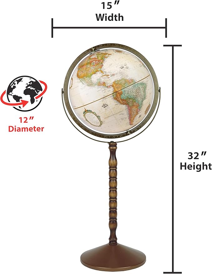 Replogle Treasury 12" Floor and Desktop Geographic Convertible Globe (Antique)