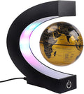 Floating Globe with Colored LED Lights C Shape Anti Gravity Magnetic Levitation Rotating World Map with Touch Switch for Gift Home Office Desk Decoration With Switch (Gold)