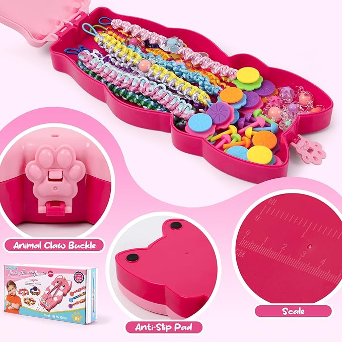Bracelet Making Kit for Girls - Arts and Crafts for Kids Ages 8-12 - Friendship Bracelet String Maker Set Toys - Best Christmas Birthday Gifts - Charming Animal Shaped Weaving Loom (Large)