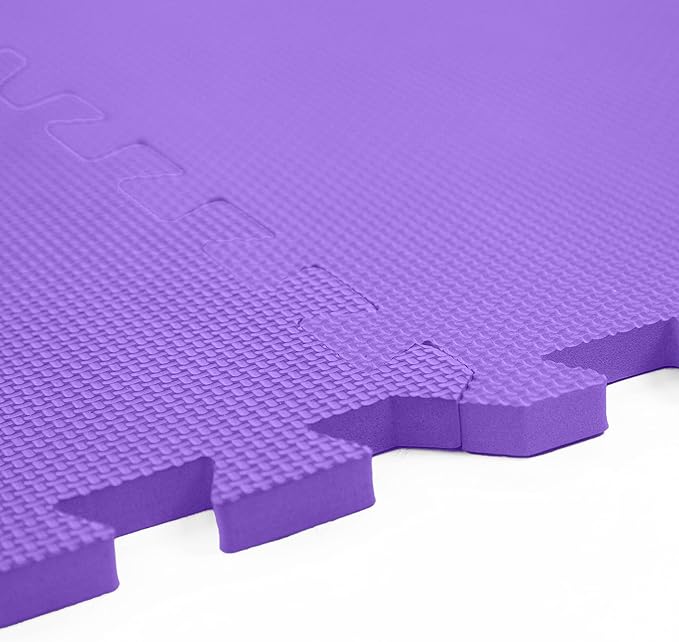 FlooringInc's 1/2" Soft Non-Toxic Baby Play Mat, Toddler Playmat, Colorful Puzzle PlayMat, Floor Mats for Kids & Babies, EVA Foam Interlocking Tiles for Nursery & Playroom | Purple, 50 Tiles, 200 SqFt
