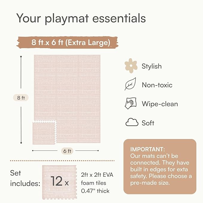 Lillefolk Baby Play Mat for Floor – 6x8ft Dusk | Soft Non Toxic Premium EVA Foam Tiles for Tummy Time, Crawling & Playroom – Waterproof Interlocking Floor Mat for Babies & Toddlers (12 Tiles)