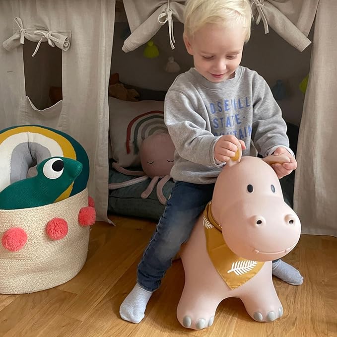 Kindsgut Bouncy Animal Hopper Hippo for Children, Designed in Germany, Playful and Modern Colors, air Pump Included, Indoors and Outdoors
