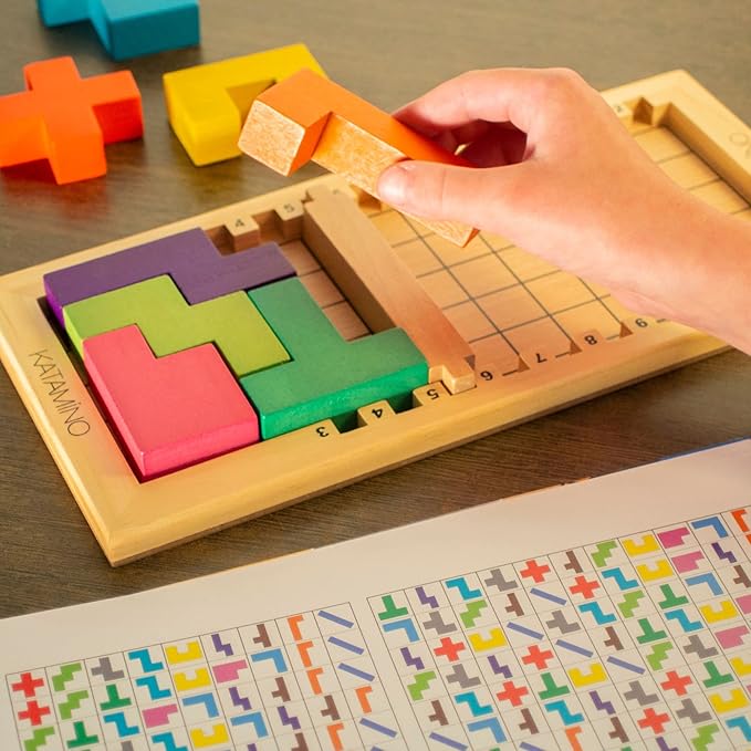 Katamino | The Original Wooden Pattern Building Puzzle Game for Kids and Adults | Over 500 Pentomino Combinations | Award Winning Kid Friendly Strategic Brain Game | Ages 6+ | 1-2 Players | 10 Min