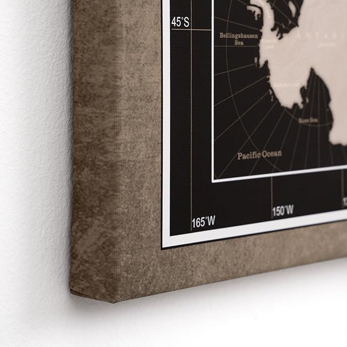 Canvas World Map with Cork Pin Board - English Lettering - Decorative Wall Decoration for All Rooms - Canvas Pictures with World Map Motif (90x60 cm, Pattern 5)